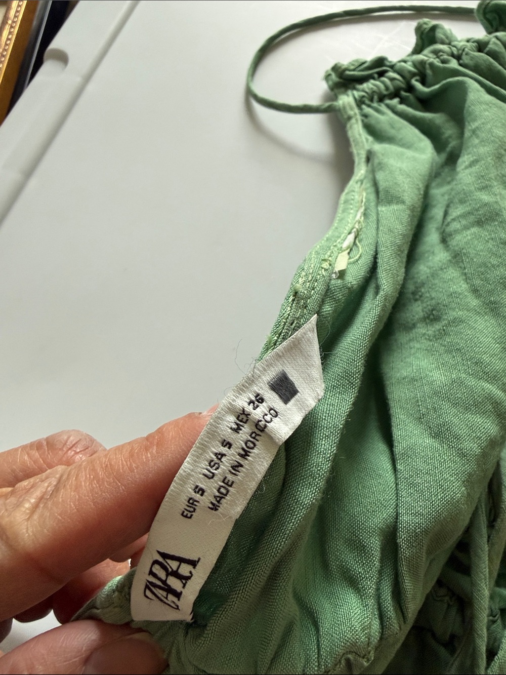 Zara Light Green Ruched Drawstring Crop Top - Picture 3 of 3